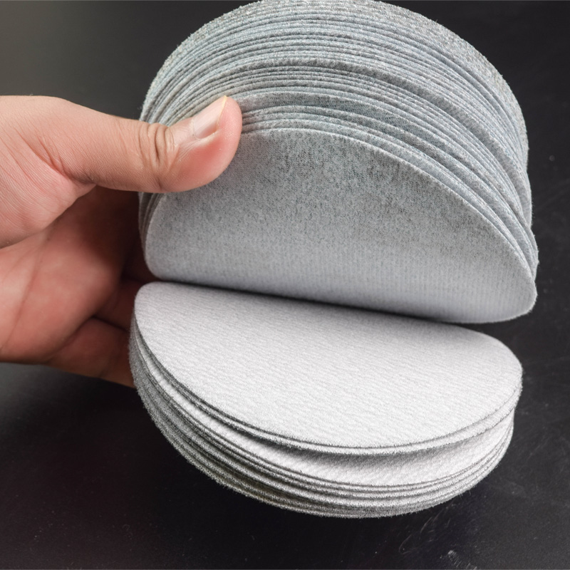 4寸5寸6植绒背绒圆盘白砂纸125自粘木工打磨抛光气动打磨机砂纸片