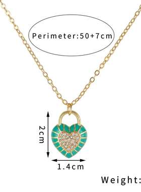 New Love Lock Necklace Simple Fashion Copper Inlaid Zircon L