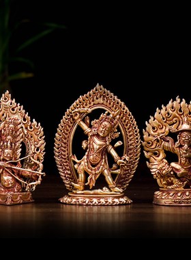 速发室摆家用铜像内件铜泊尔铜全鎏金5寸宁玛三根本尼像像 铜像