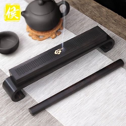 速发黑檀木线香盒底座卧香盒木质家用室内香檀卧香座香炉香插熏香