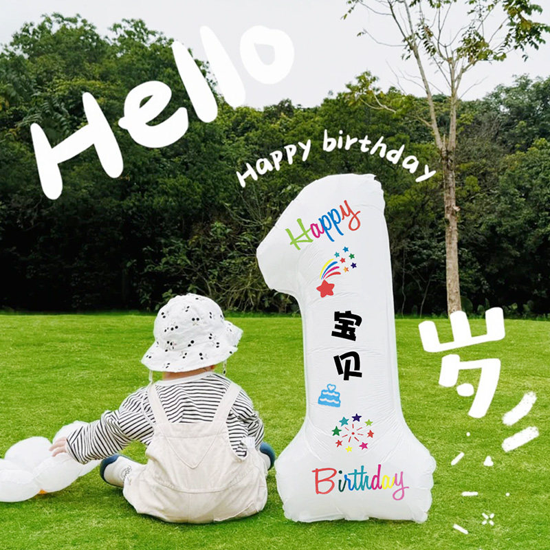 速发儿童生日数字饰球场周氛围布置装气男宝宝2景岁派对拍照道具