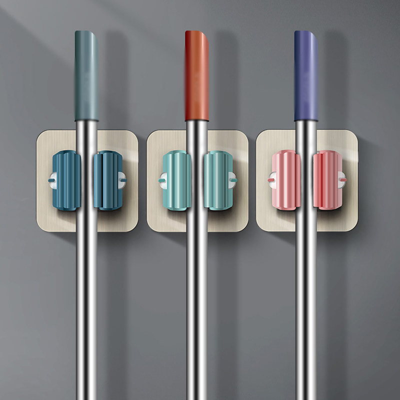 速发纳把架免打孔拖把夹拖把挂器卫生间挂架神钩强力壁挂收拖承重