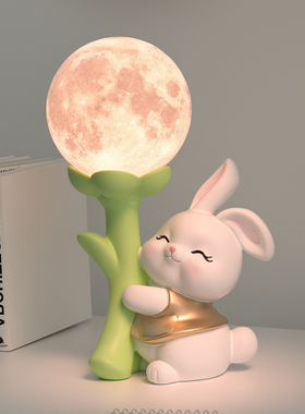 速发摆件饰夜灯高级感子室床头气氛儿童睡眠灯小兔卧新人生日礼物