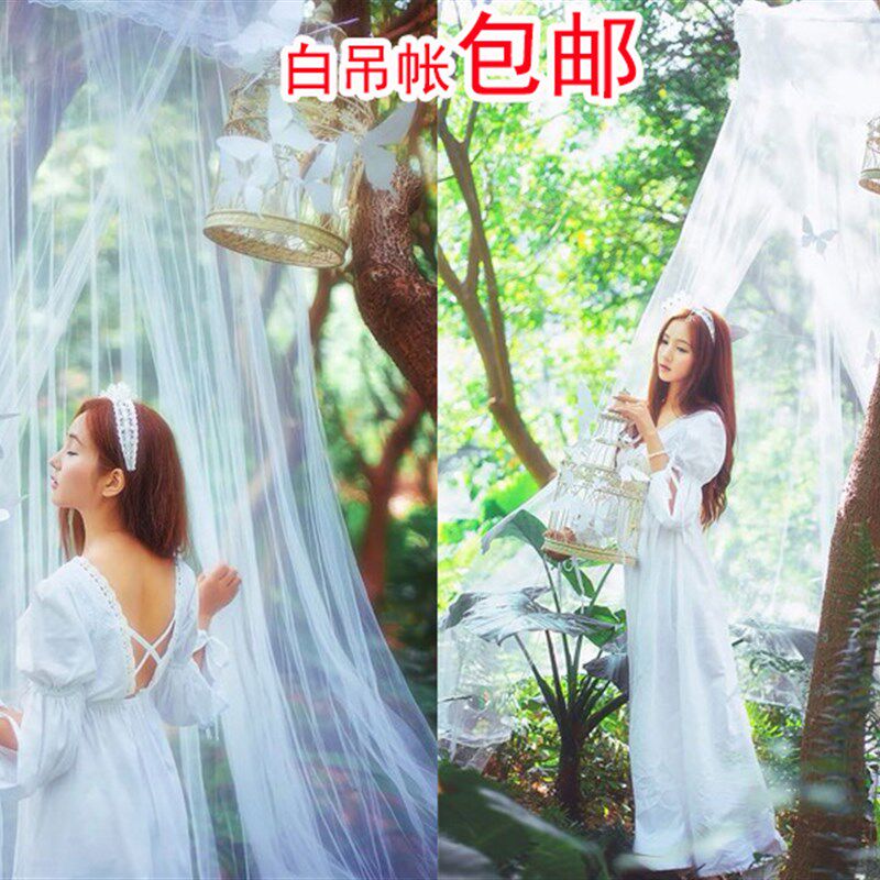 速发婚纱摄影道具2018新款韩式外景拍照幔具纱题道具白色主道吊帐