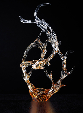 速发酒店大堂摆件游泳水池会所餐厅样板房售花楼抽象透明浪处装饰