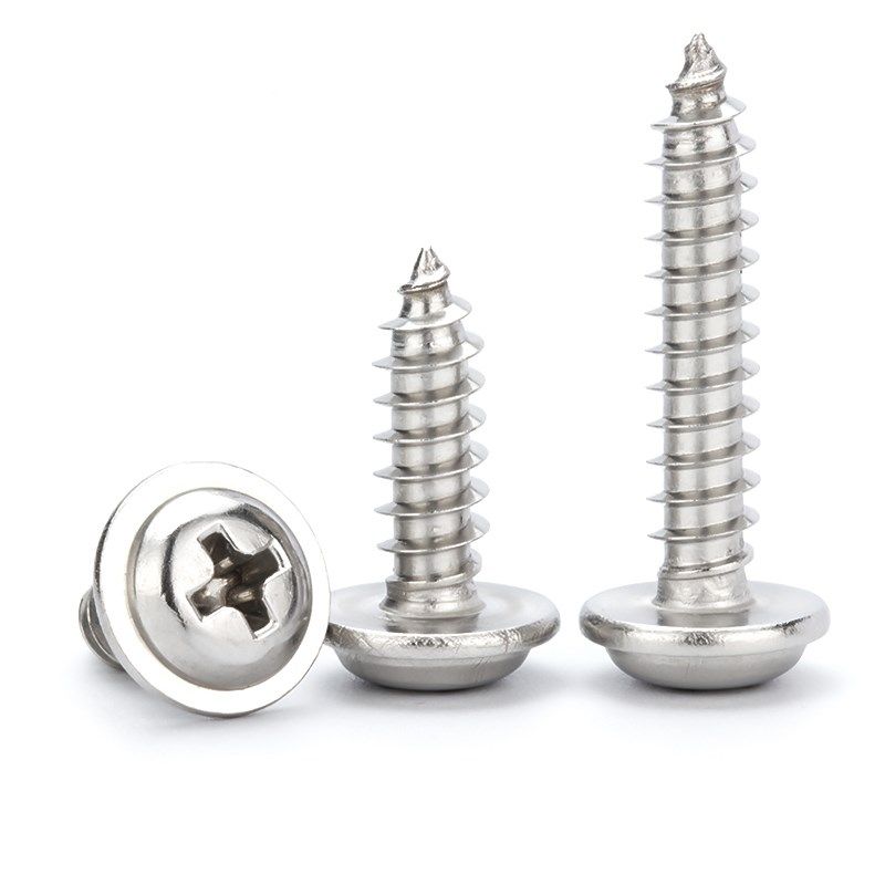 速发0M不锈钢十字圆头带垫自攻 4头自攻螺丝钉自带垫木螺丝M盘M54