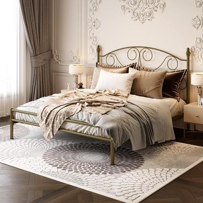 天坛铁艺床欧式雕花公主双人铁架床单人高端金色主卧家用铁床架架