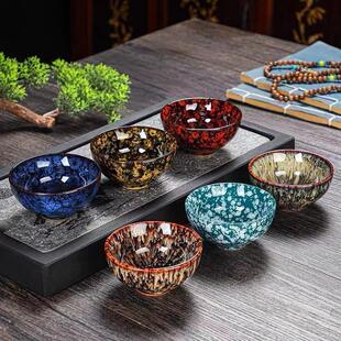 功夫茶小茶杯6祇装陶瓷茶盏茶碗套装家用茶具杯子窑变主人杯建盏