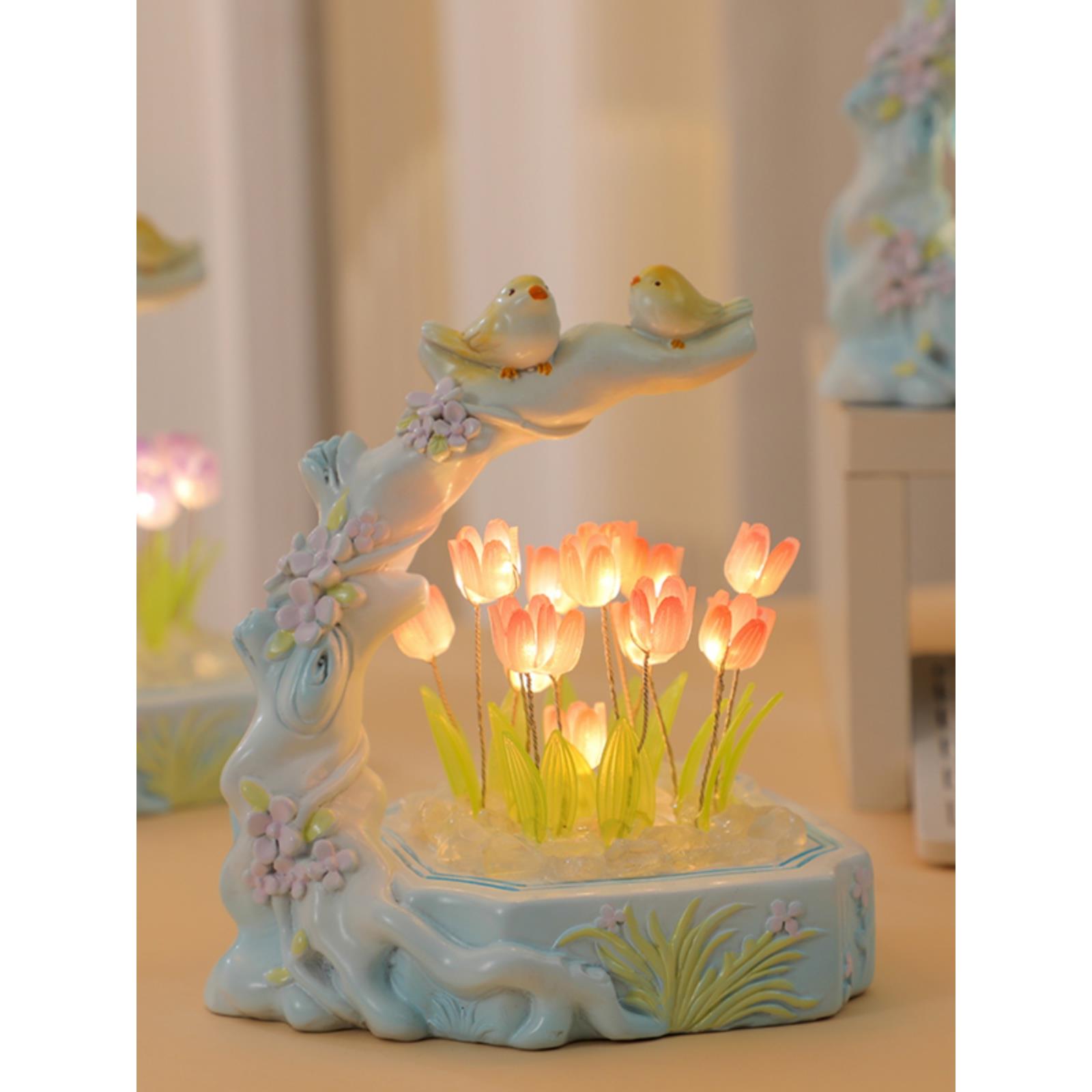 郁金香小夜灯摆件手工diy卧室装饰品生日礼物女生送女友闺蜜七夕