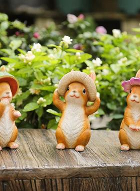 花园庭院树脂小动物创意摆件户外园艺彷真兔子装饰摆设幼儿园布置