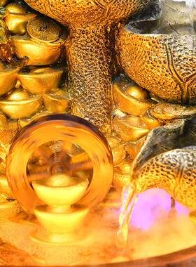 风水轮财源滚滚聚宝盆新店开业大吉贺礼礼物送礼吧台招财流水摆件