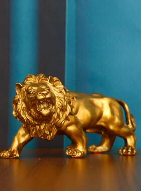 黄铜狮子风水摆饰雄狮镇宅招财中式家居铜宫门狮汽车客厅开业礼品