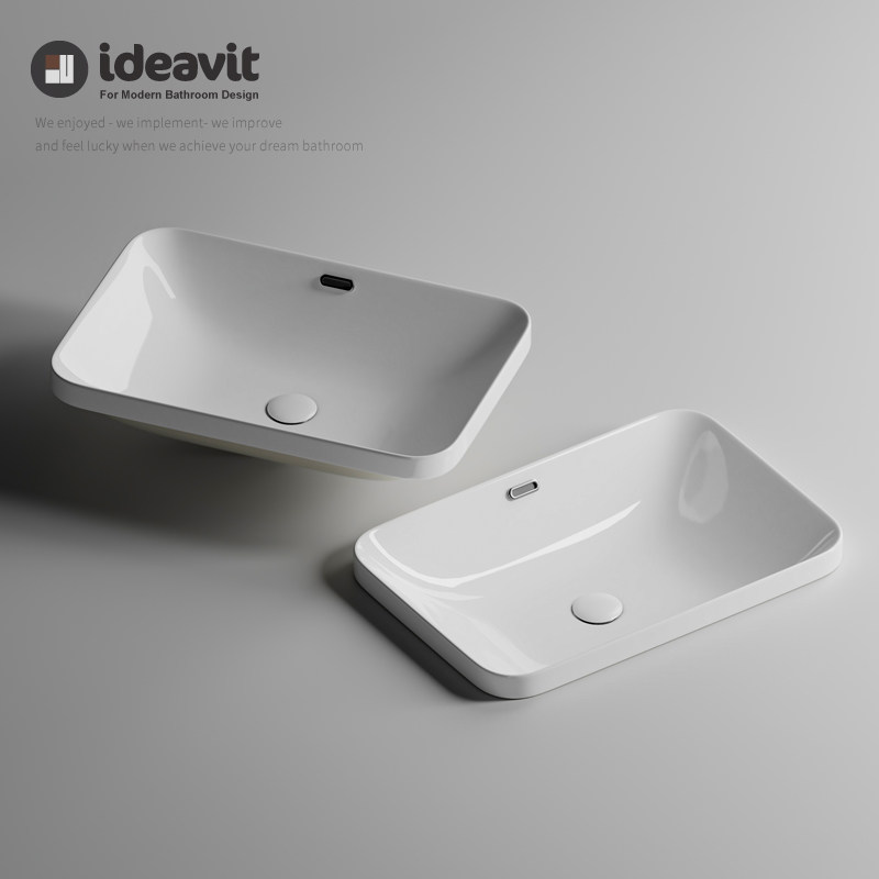 IDEAVIT 半嵌入式台中盆家用陶瓷洗手盆水池阳台大小尺寸厕所水盆