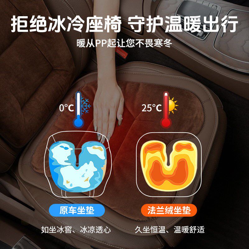 法兰绒汽车坐垫冬季加厚加绒通用座椅套保暖防寒蓄热锁温单片后排