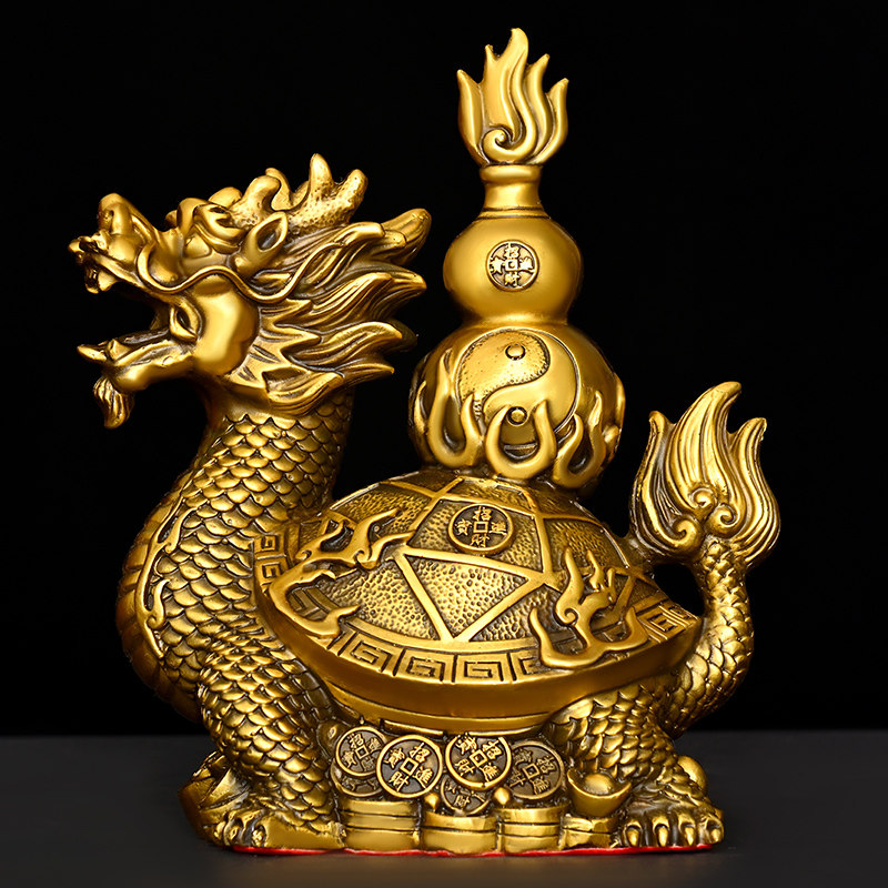 铜龙龟摆件纯铜福禄龟八卦龙头龟金钱龟家居桌面装饰霸下赑屃神兽