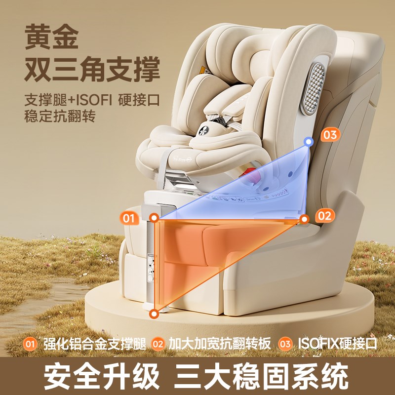 德国儿童安全座椅汽车用婴儿宝宝车载0-12岁便携式旋转通用坐椅躺