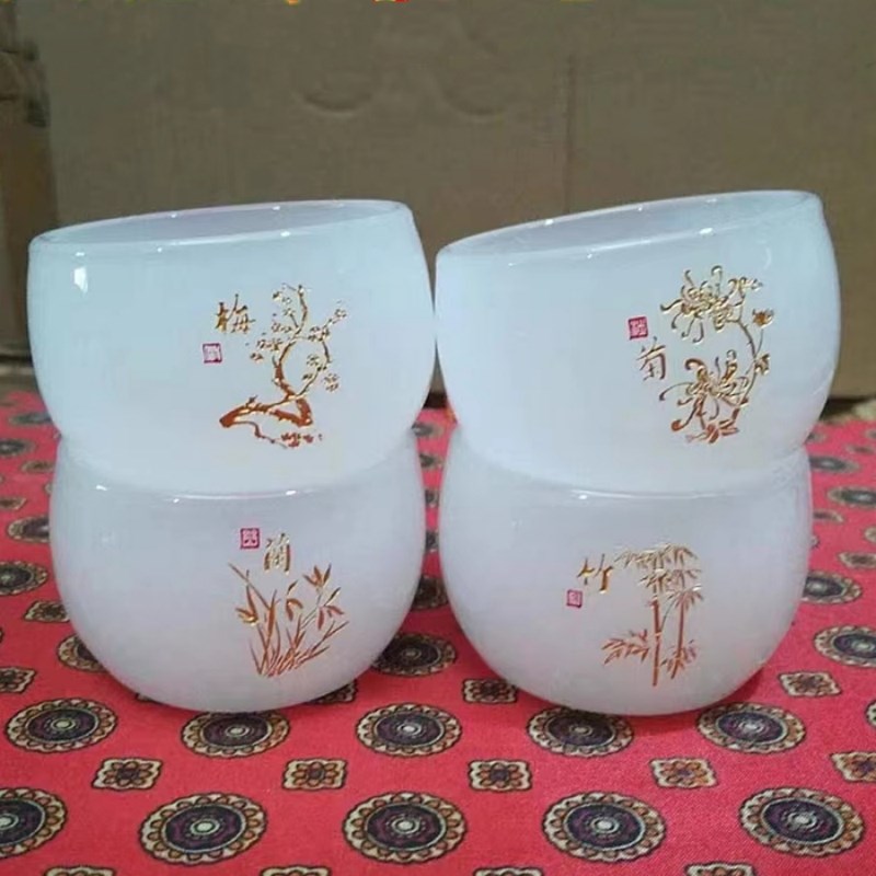 汉白玉琉璃玉瓷茶壶整套送礼家用茶盘梅花壶羊脂轻奢功夫茶具套装