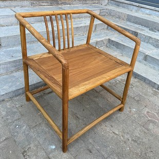 精选老榆木中式茶椅子茶桌主人椅高端餐椅纯实木太师椅交椅复古风