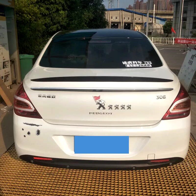 适用于2012-2015款标致308尾翼标志308改装专用免打孔烤漆压尾翼