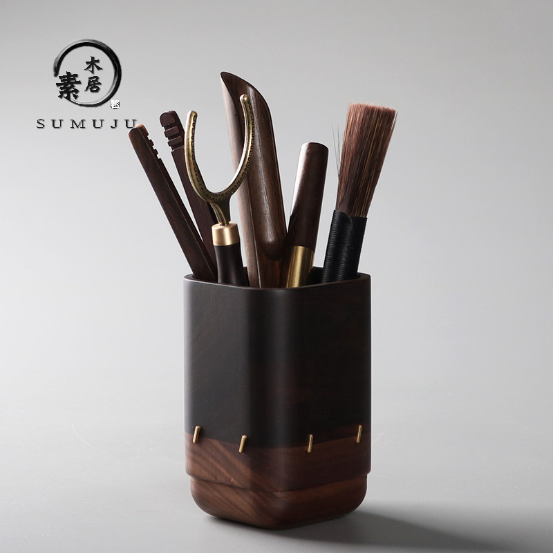 黑檀木六君子实木茶夹茶勺功夫茶具茶道茶盘零配件茶刀茶针养壶笔