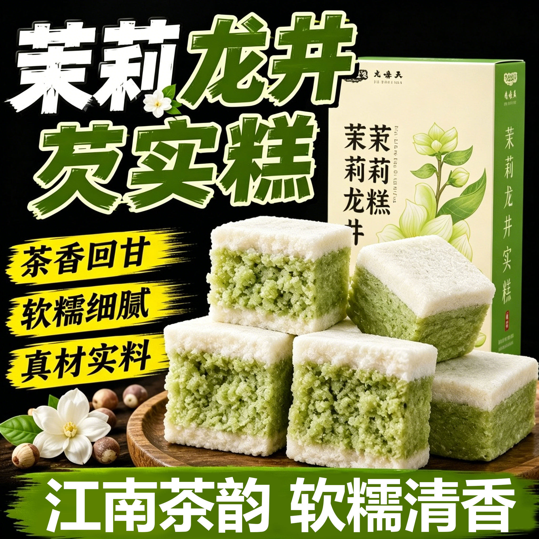 茉莉龙井芡实糕白桃乌龙无蔗糖祛营养健康脾早餐茶点零食胃小吃湿