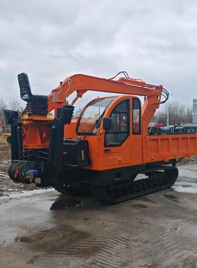 履带式随车挖加装抓木器多功能山地农用爬山虎翻斗车