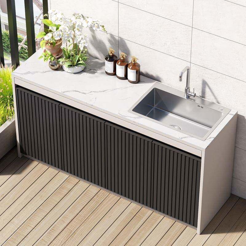 dpp户外铝合金庭院岩板洗手台一体室外别墅花园防水防晒水槽储物
