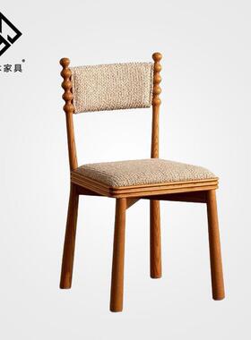 霍斯餐椅法式中古风实木餐椅家用2024新款轻奢椅子舒服久坐靠背椅