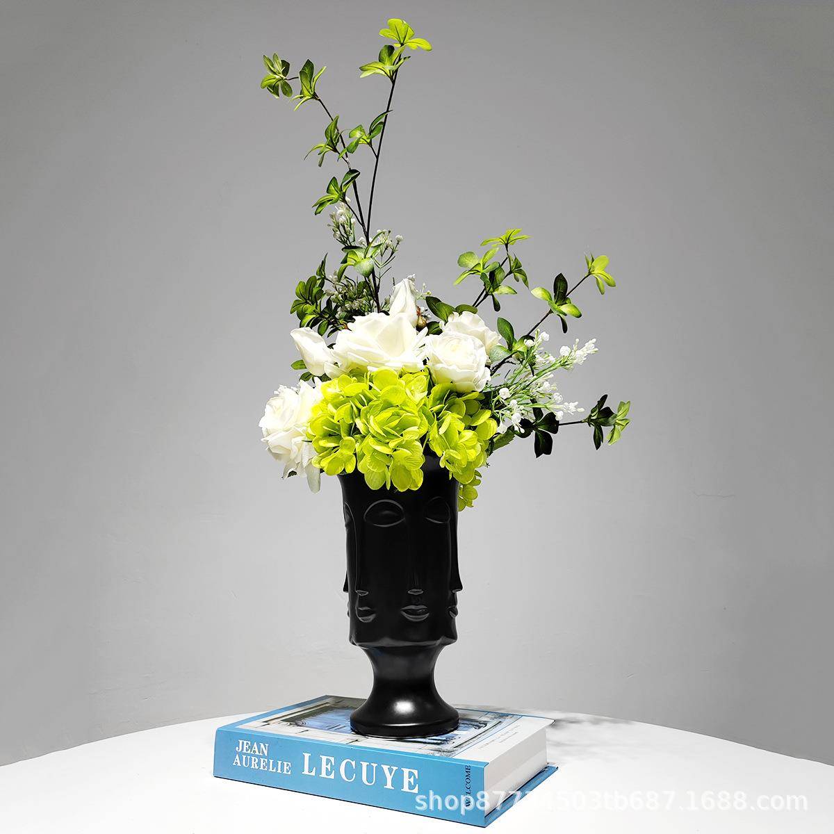 现代轻奢仿真花艺绿植陶瓷插花器客厅餐桌售楼处样板间装饰品摆件