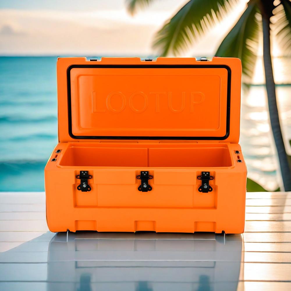 55QT橙色滚塑耐磨耐腐蚀户外保温装备箱储存盒隔热防水防摔冰柜盒