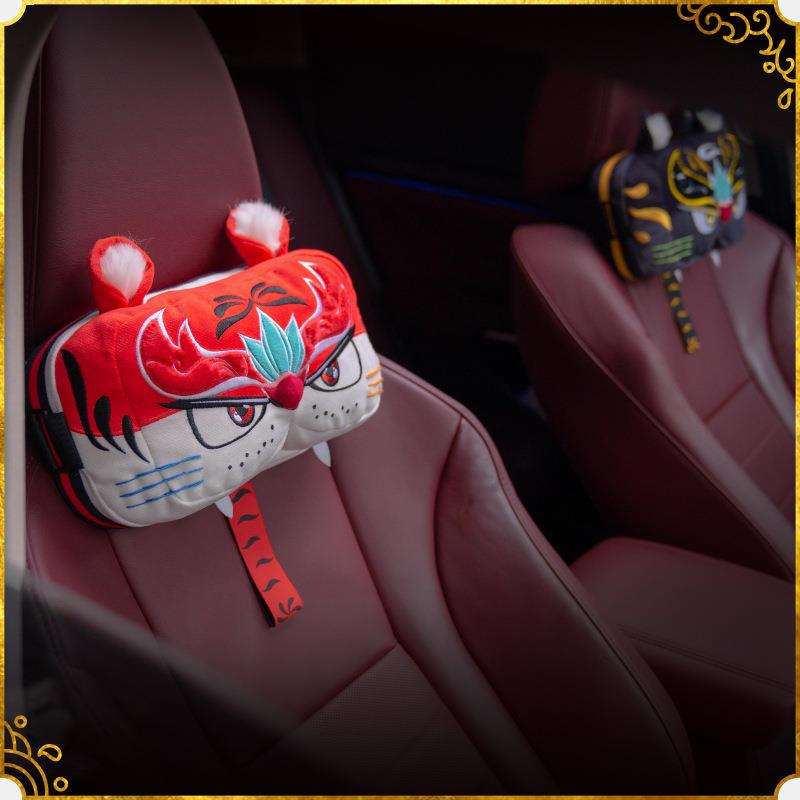 新款虎狮双面虎头枕汽车靠枕靠垫记忆棉车载枕头护颈枕车用枕头枕