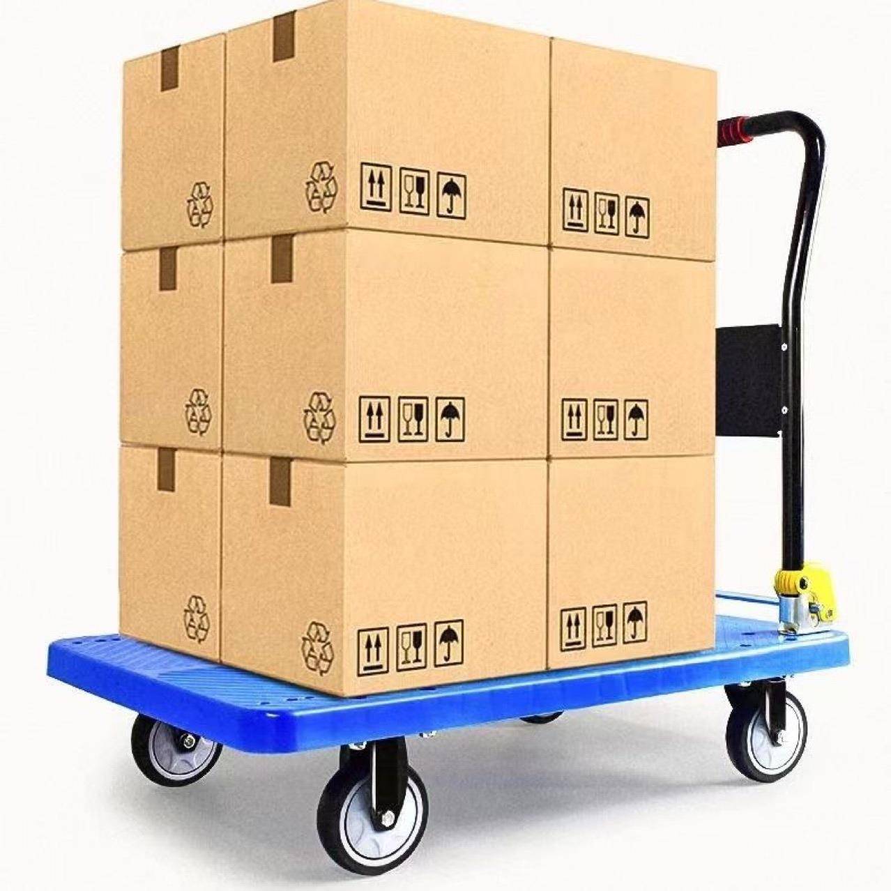 手推车拉货平板车折叠小推车家用搬运车快递购物车加厚静音可折叠