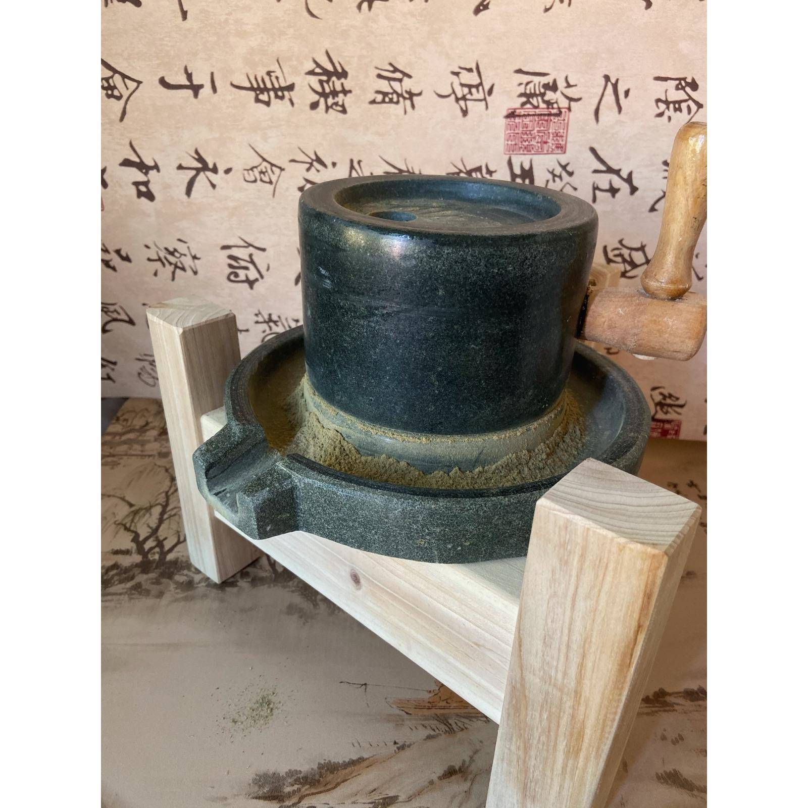 I9AT宋代点茶工具茶粉研磨青石茶磨茶碾仿宋点茶石磨捣茶臼宋朝茶