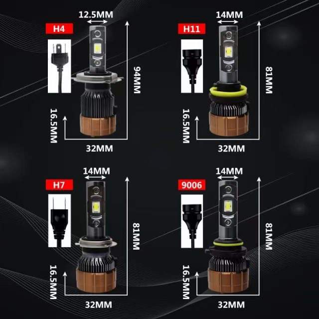 汽车LED大灯20000LM高亮大功率CSP大灯H7 9005 9006 H11H8 H4