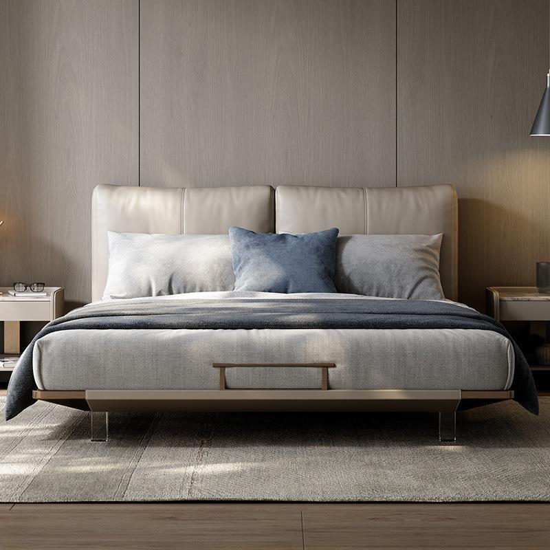 TAZA意式轻奢床全真皮设计师2023新款大平层主卧现代简约双人婚床