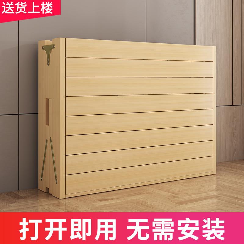 折叠床家用一米单人床出租房实木双人小床简易午休可折叠硬板木床