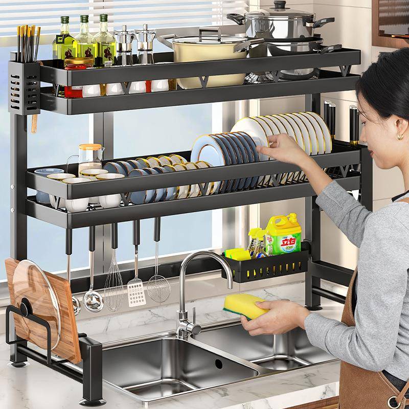 厨房水槽置物架台面碗盘收纳架多功能洗碗架水池上放碗碟架沥迪鹏