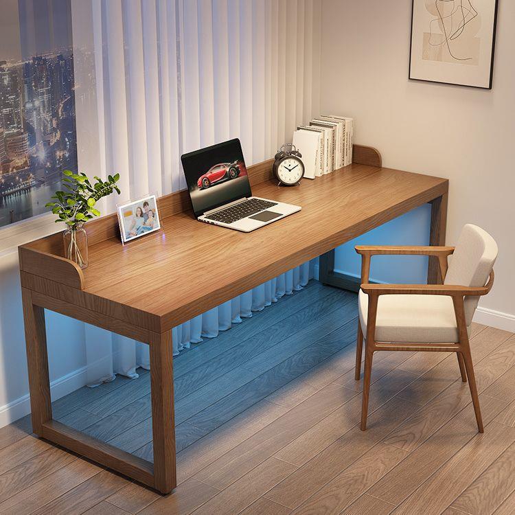 严选实木书桌卧室靠墙长条台式电脑桌带档板学生学习写字桌长桌