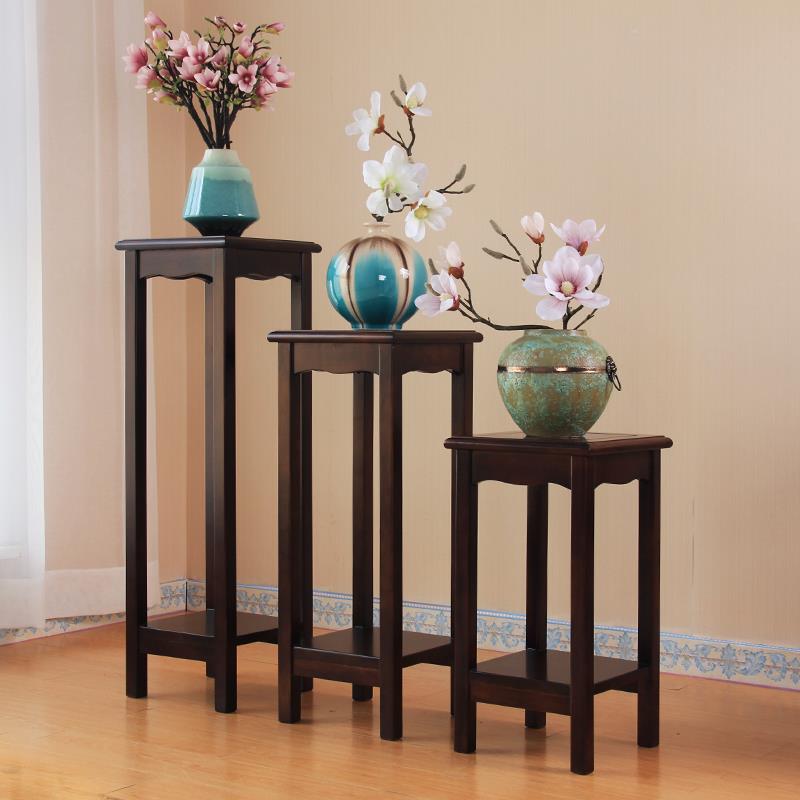 8V花架实木新中式客厅置物架室内兰花绿萝榆木花盆架玄关盆景架木