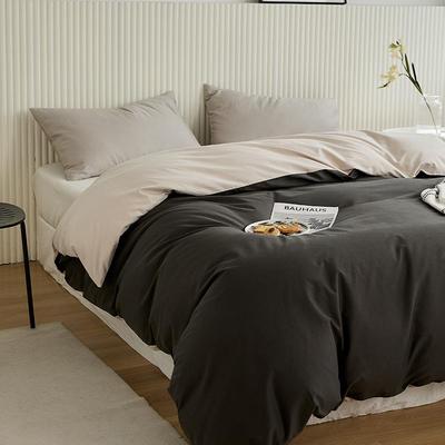 秋冬保暖全棉100支双股长绒棉磨毛被套单件纯色双拼被罩单人双人