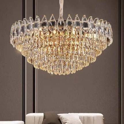 现代轻奢LED水晶吊灯客厅别墅高档大气客厅卧室主灯家用灯具装饰