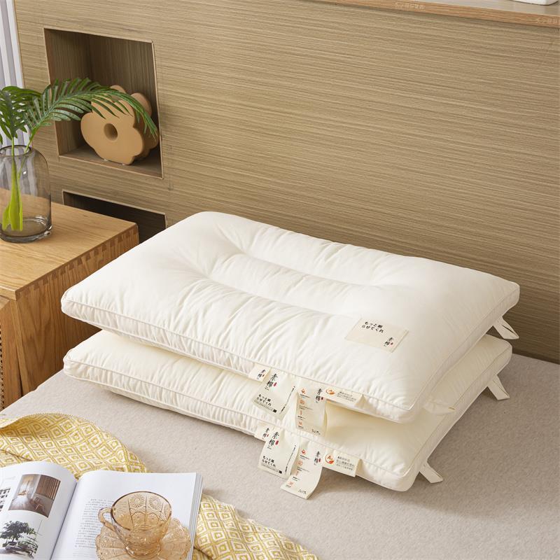 2023新款素棉A类母婴系列调理分区护颈枕头枕芯48*74白色一对拍二