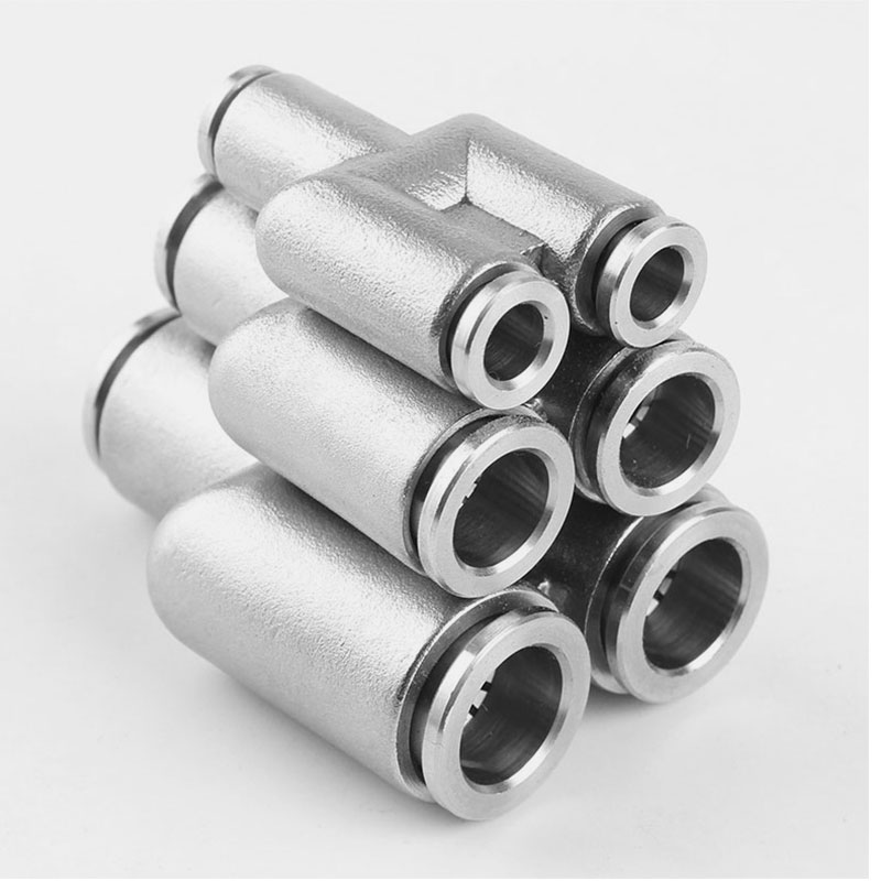 304不锈钢Y型 三通 气动接头PY4/6/8/10/12/16mm 气管快速插接头