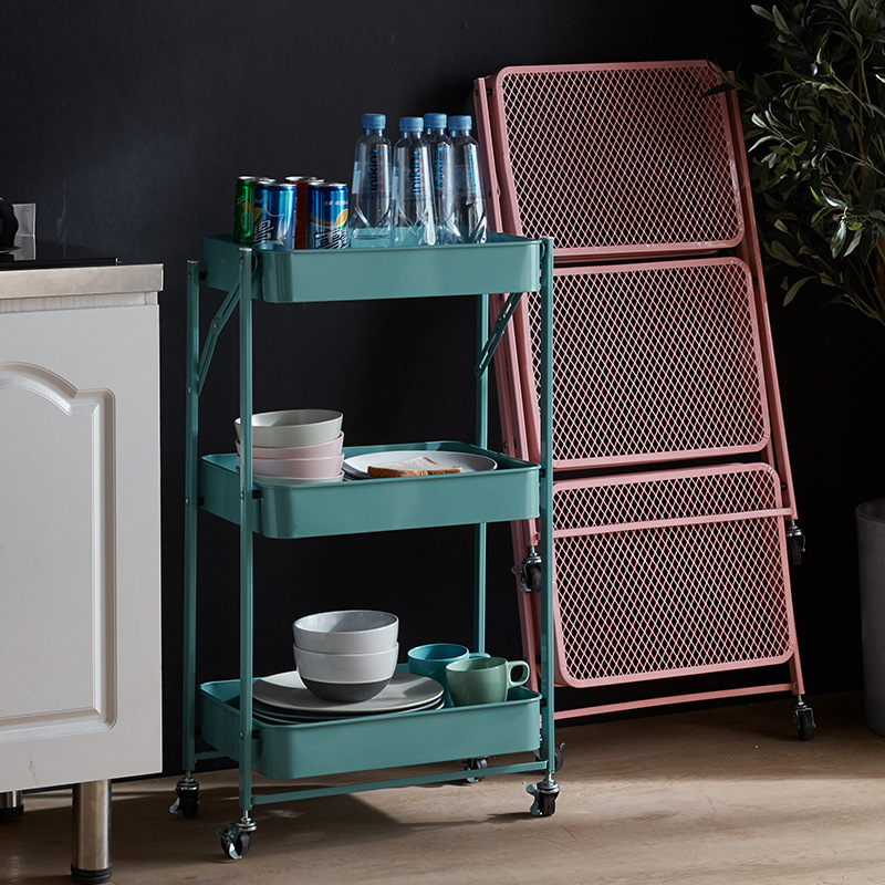 免安装家用落地式小推车厨房可移动置物架浴室多层折叠收纳架子