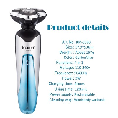 kemei 3D electric shaver rechargeable electric razor floatin