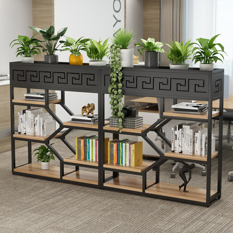 速发铁艺矮隔断墙置物架办公室屏风落地花架客厅玄关展示架餐厅装