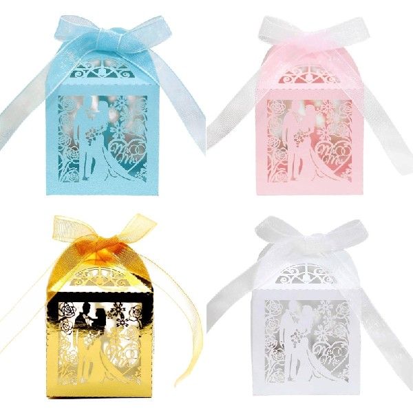 Hollow Couple Candy Boxes 50Pack Home Festival Party