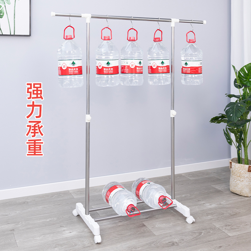 晾衣架落地简易移动小挂衣架家用阳台伸缩晾衣杆室内单杆折叠凉晒