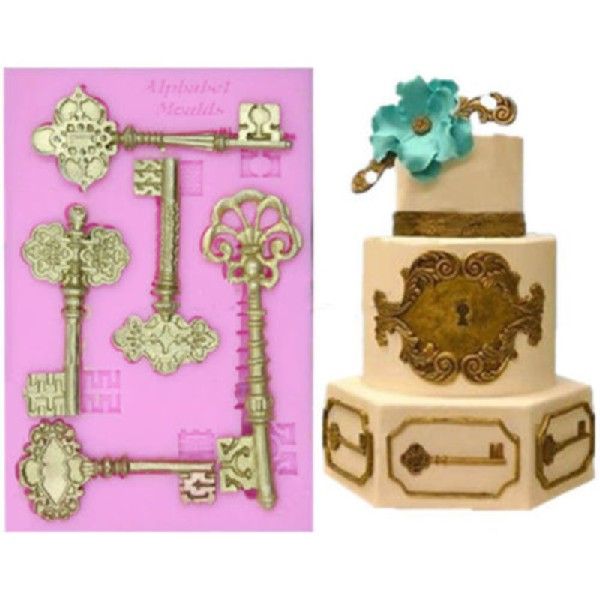 3D Vintage Key Frame Silicone Mould Cake Fondant Baking