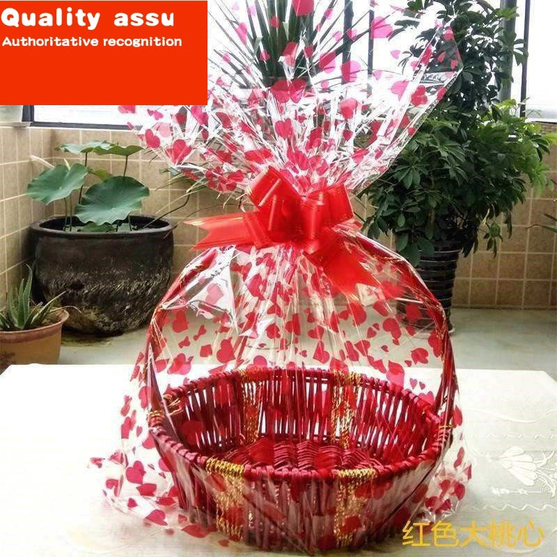 Wickerwork fruit basket wrapping paper flower large gift